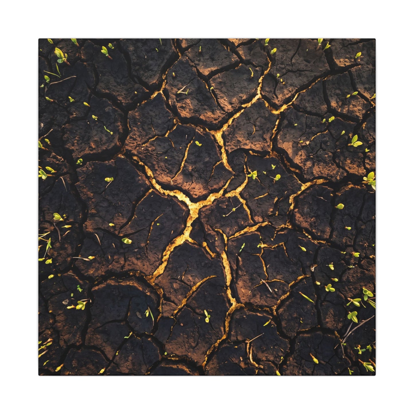 Cracked Earth Moody Minimal Canvas Art | Sophisticated Dark Japandi Art