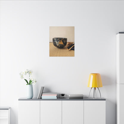 Kanso Tea Ceremony Canvas Art - Kintsugi Gold Vein