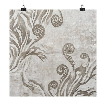 Fern Unfurling Japanese Pattern Wall Art Print | Neutral Japandi Art Art Print
