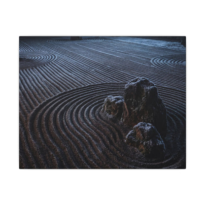 Moonlight Rock Garden Canvas Art - Dark Japandi Seijaku