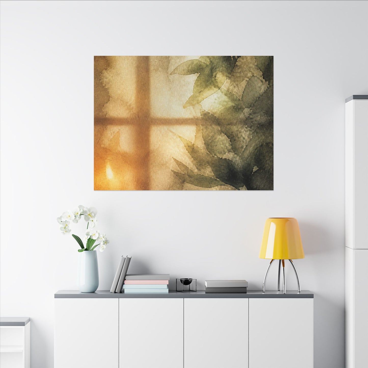 Cozy Shoji Screen Canvas Art - Watercolor Japandi