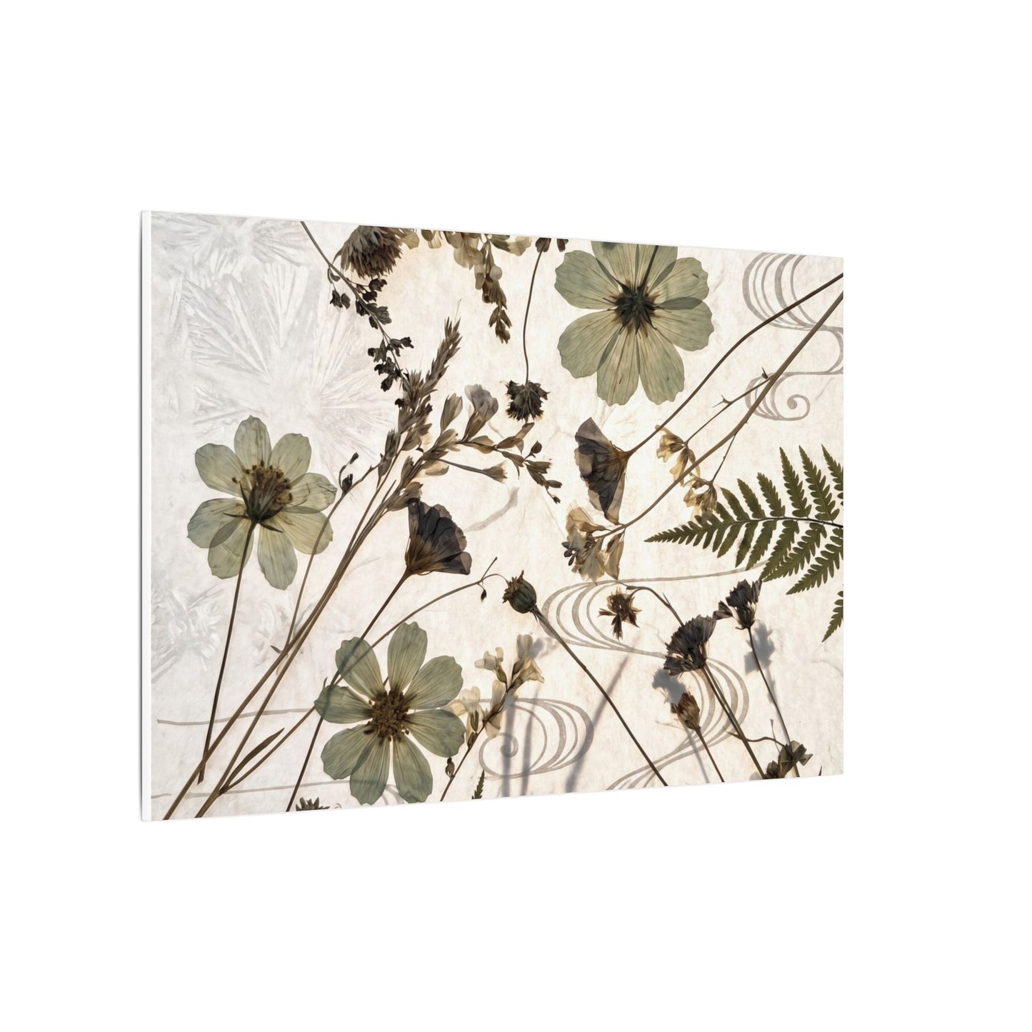 Japandi Dried Flowers in Golden Hour | Japanese Pattern Canvas Art