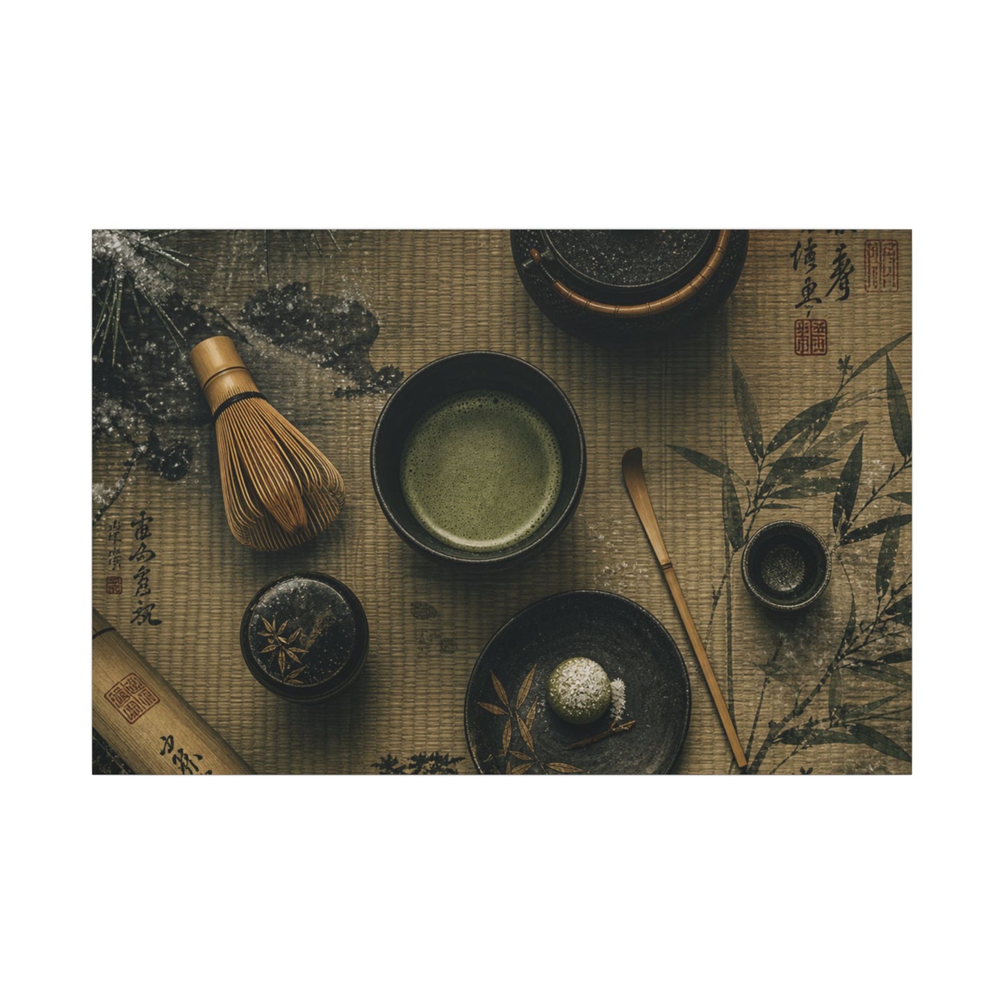 Tea Ceremony Canvas Art | Winter Zen Ukiyo E Inspired Art