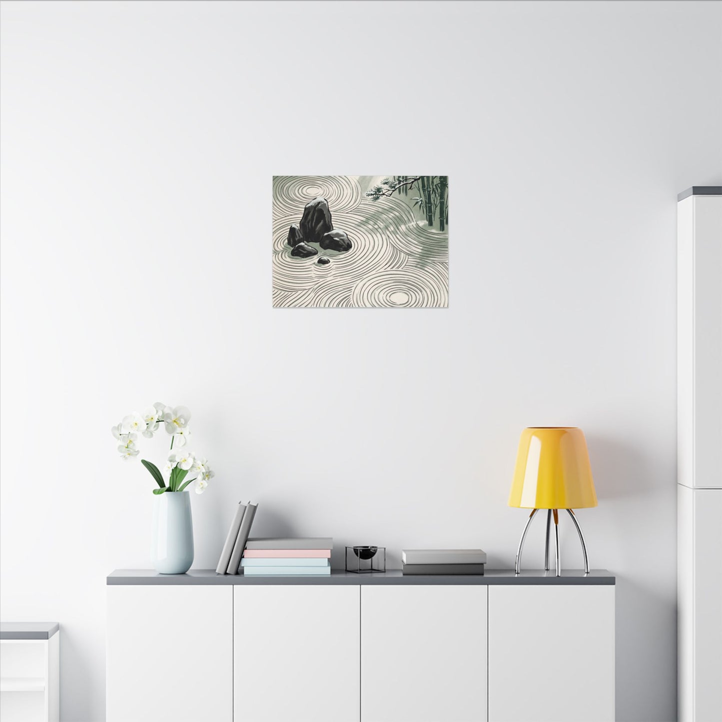 Shibui Rock Garden Canvas Art - Zen Ukiyo E Inspired