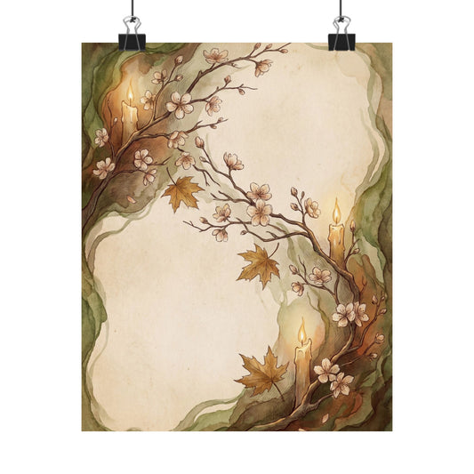 Cherry Blossom Vintage Botanical Wall Art Print | Rustic Cottagecore Art Art Print
