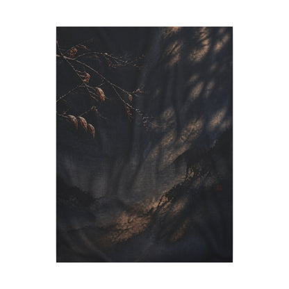 Atmospheric Silk Drape Canvas Art - Charcoal Ink Dark Japandi