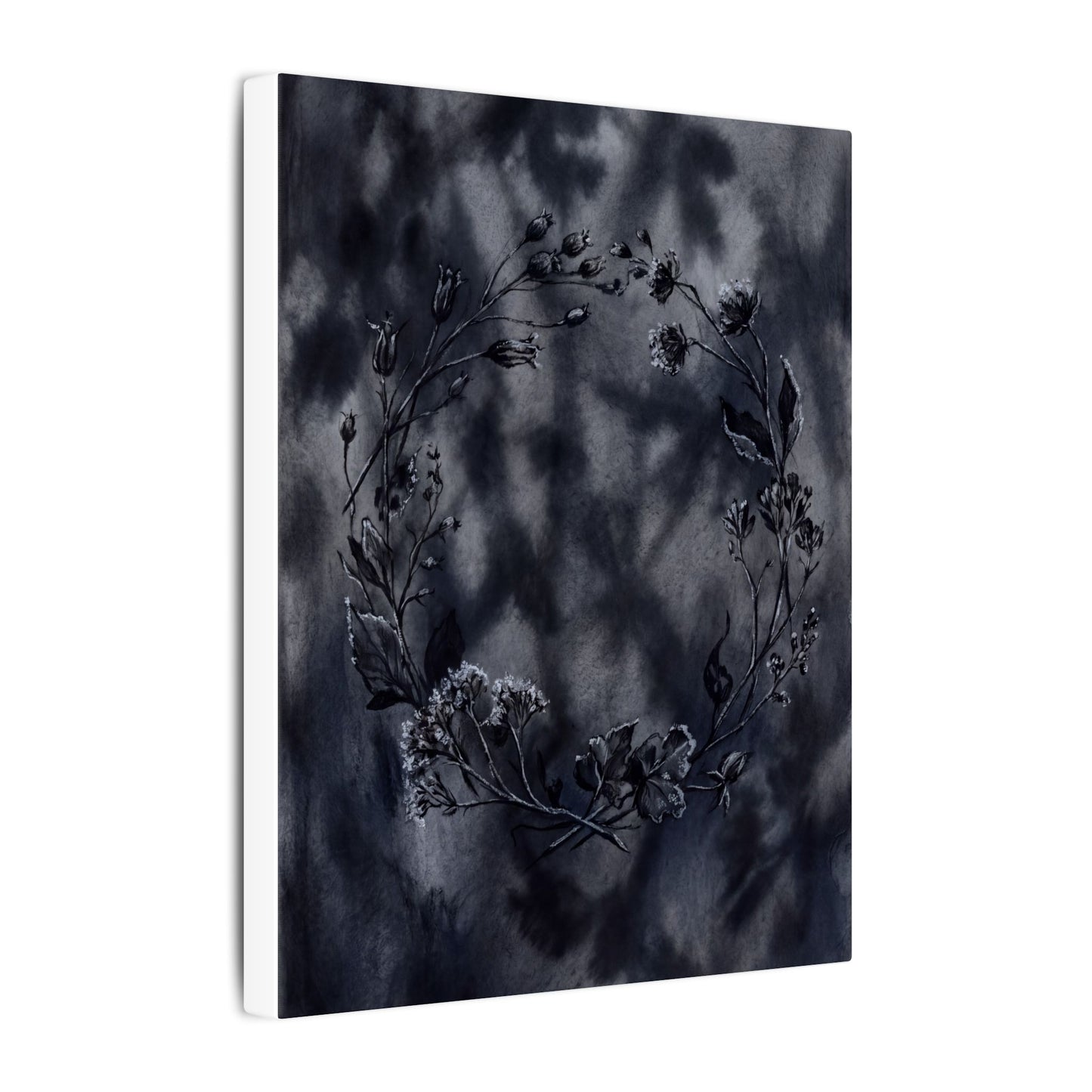 Dried Flowers Canvas Art | Winter Dark Japandi Shadow Zen Art