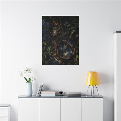 Dark Japandi Broken Pottery in Dappled | Shadow Zen Canvas Art