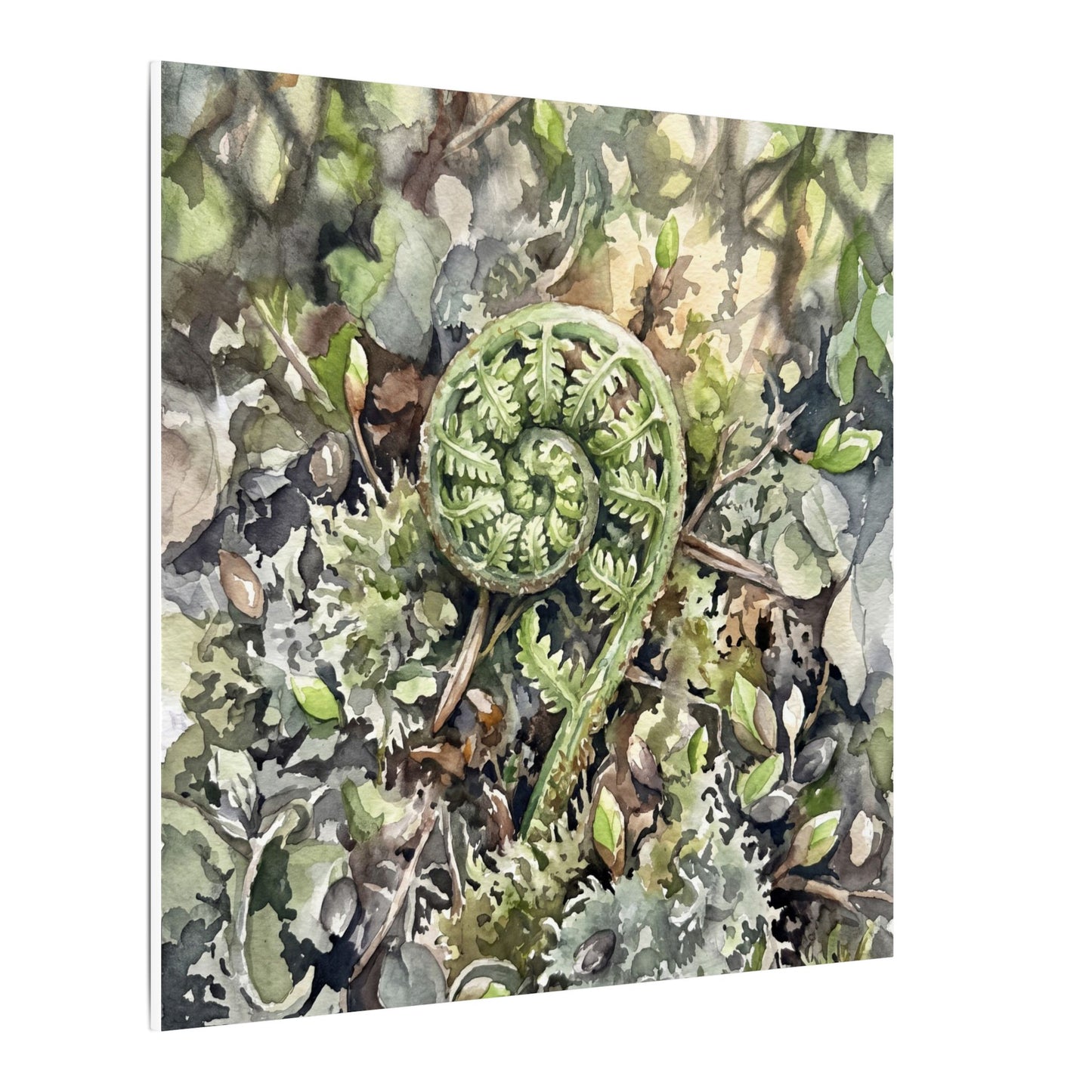 Fern Unfurling Spring Canvas Art | Japandi Neutral Design