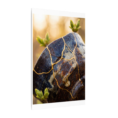 Fukinsei Rust Patina Canvas Art - Kintsugi Gold Repair