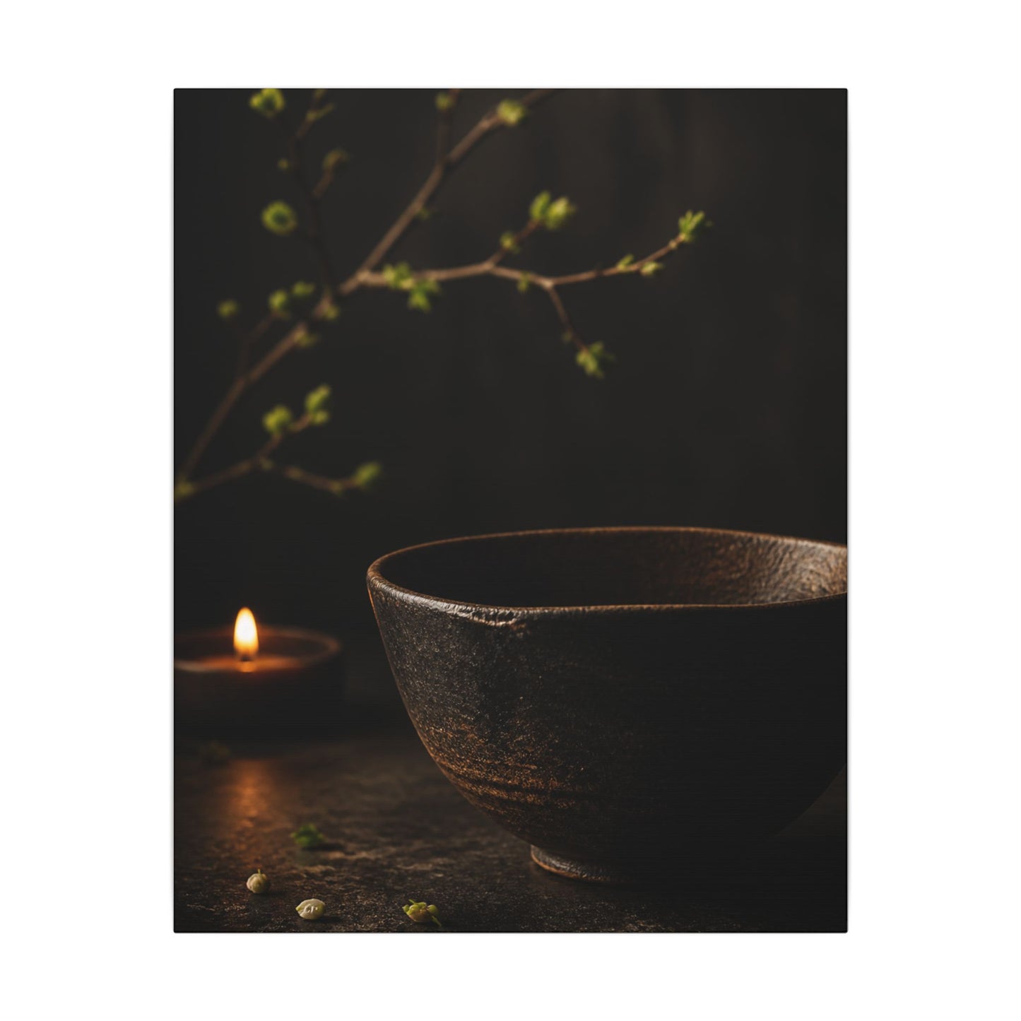 Moody Ceramic Bowl Canvas Art - Shadow Zen Dark Japandi