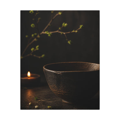 Moody Ceramic Bowl Canvas Art - Shadow Zen Dark Japandi