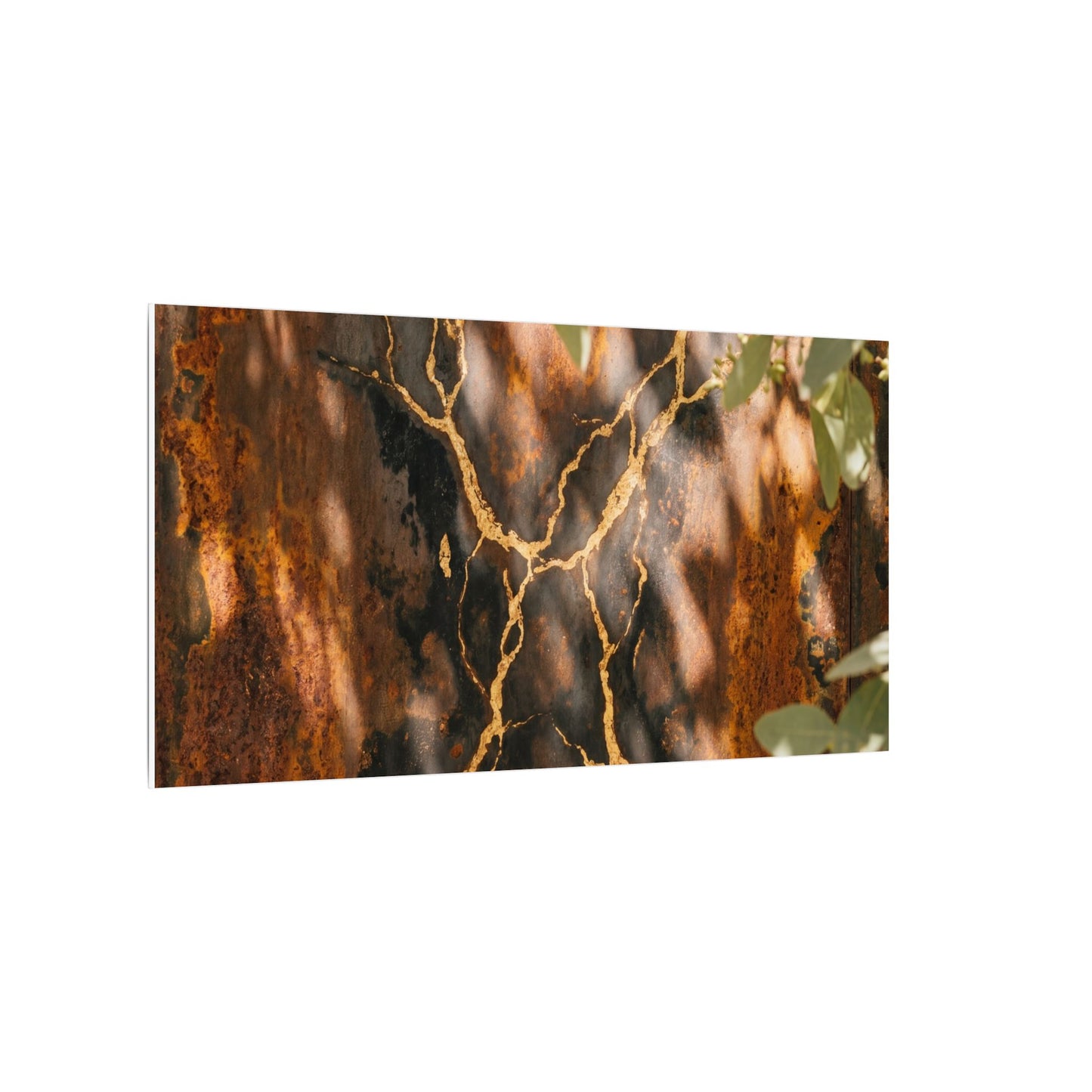Kanso Rust Patina Canvas Art - Kintsugi Gold Vein