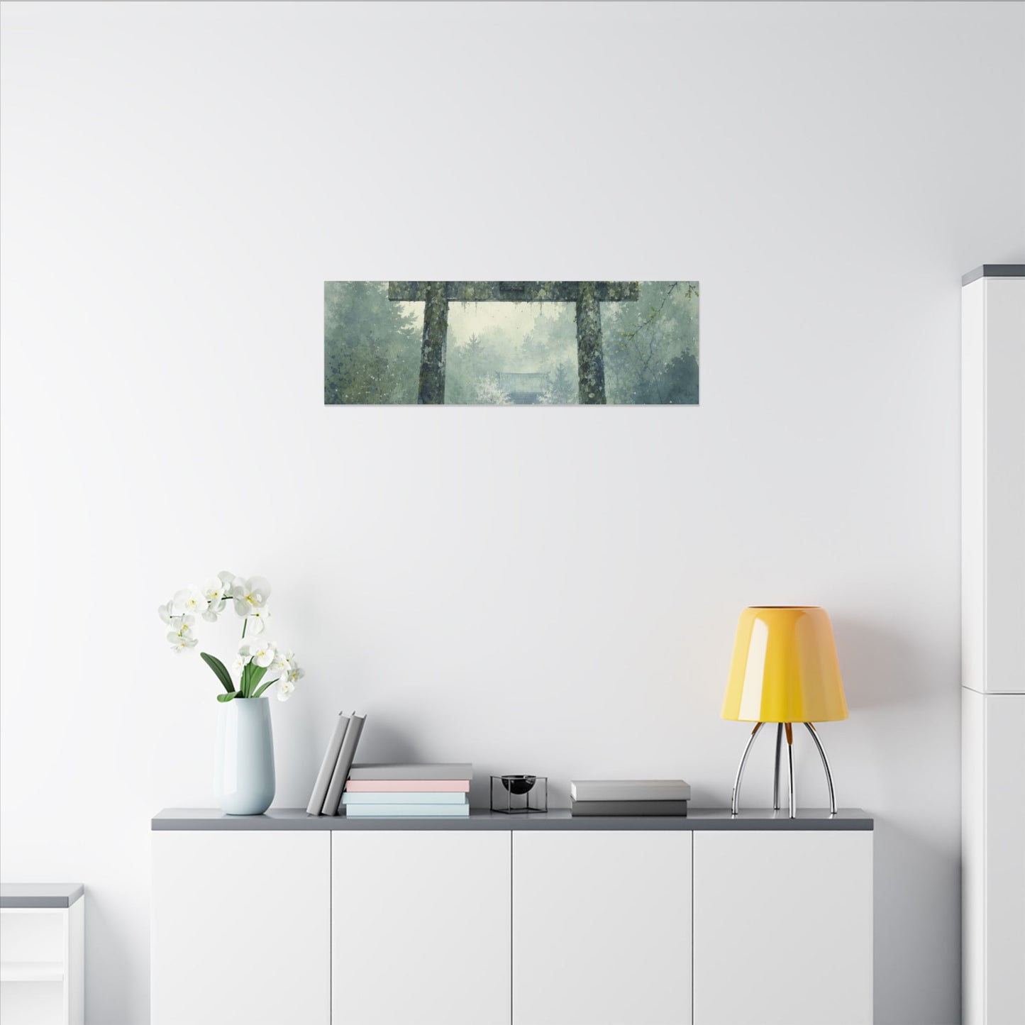 Earthy Torii Gate Canvas Art - Watercolor Japandi