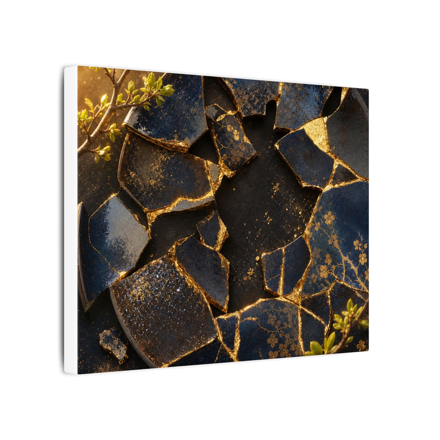 Golden Hour Broken Pottery Canvas Art - Kintsugi Ma