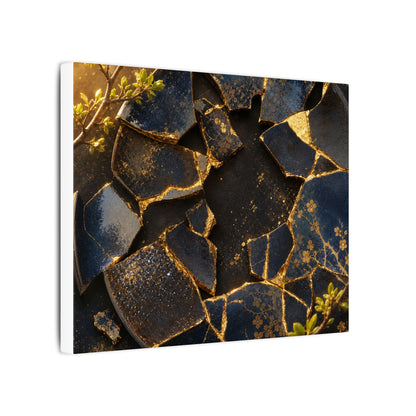 Golden Hour Broken Pottery Canvas Art - Kintsugi Ma