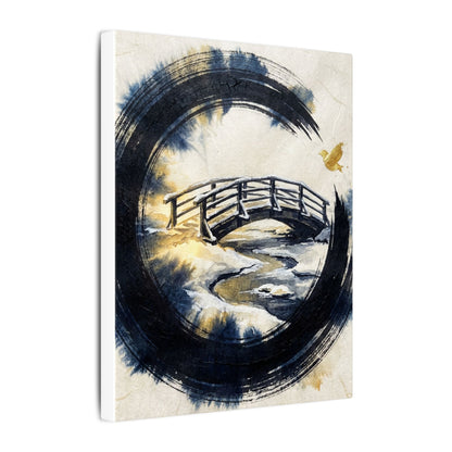 Autumn Ink Brushstroke Karesansui Canvas Art | Peaceful Decor