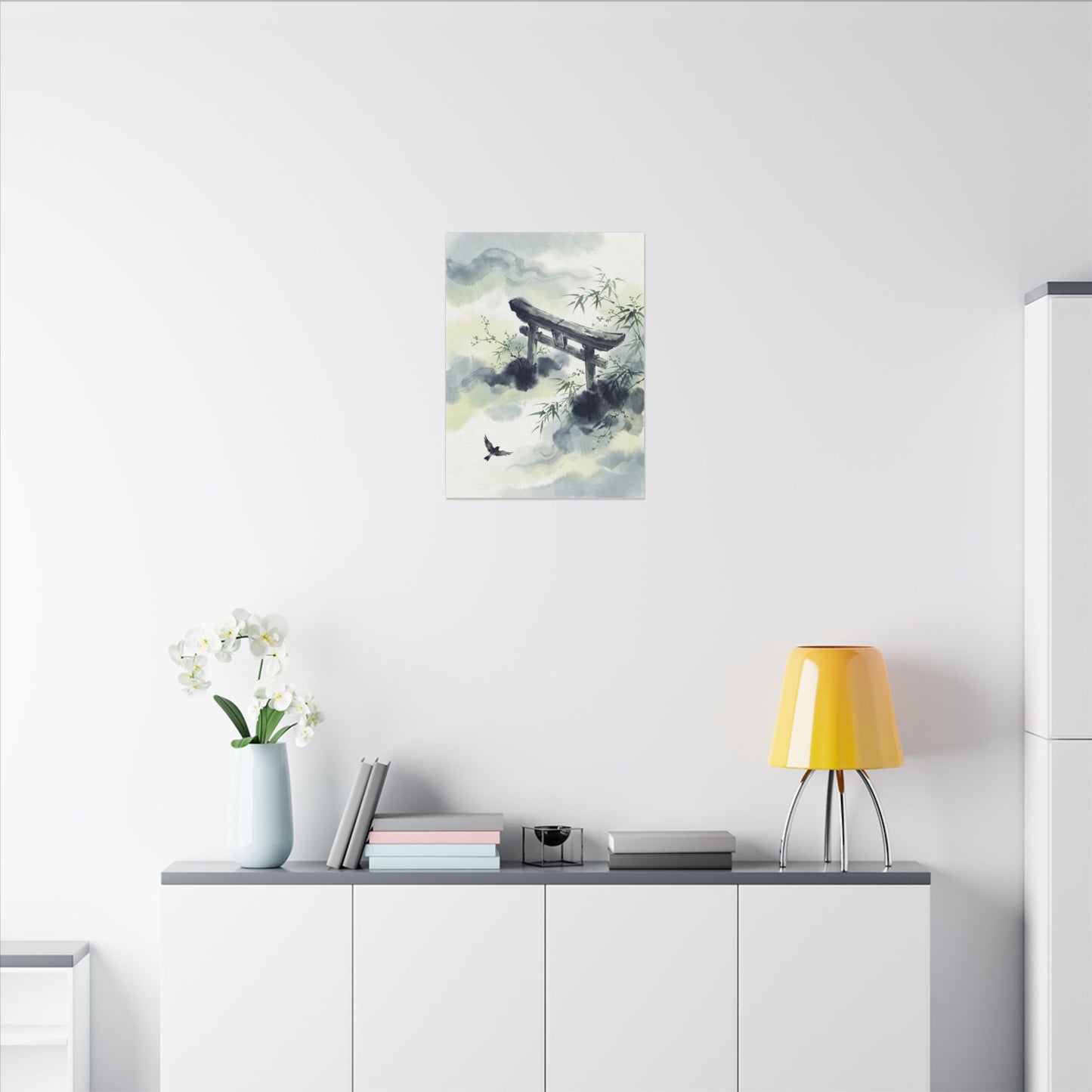 Torii Gate Sumi E Canvas Art | Serene Zen Art