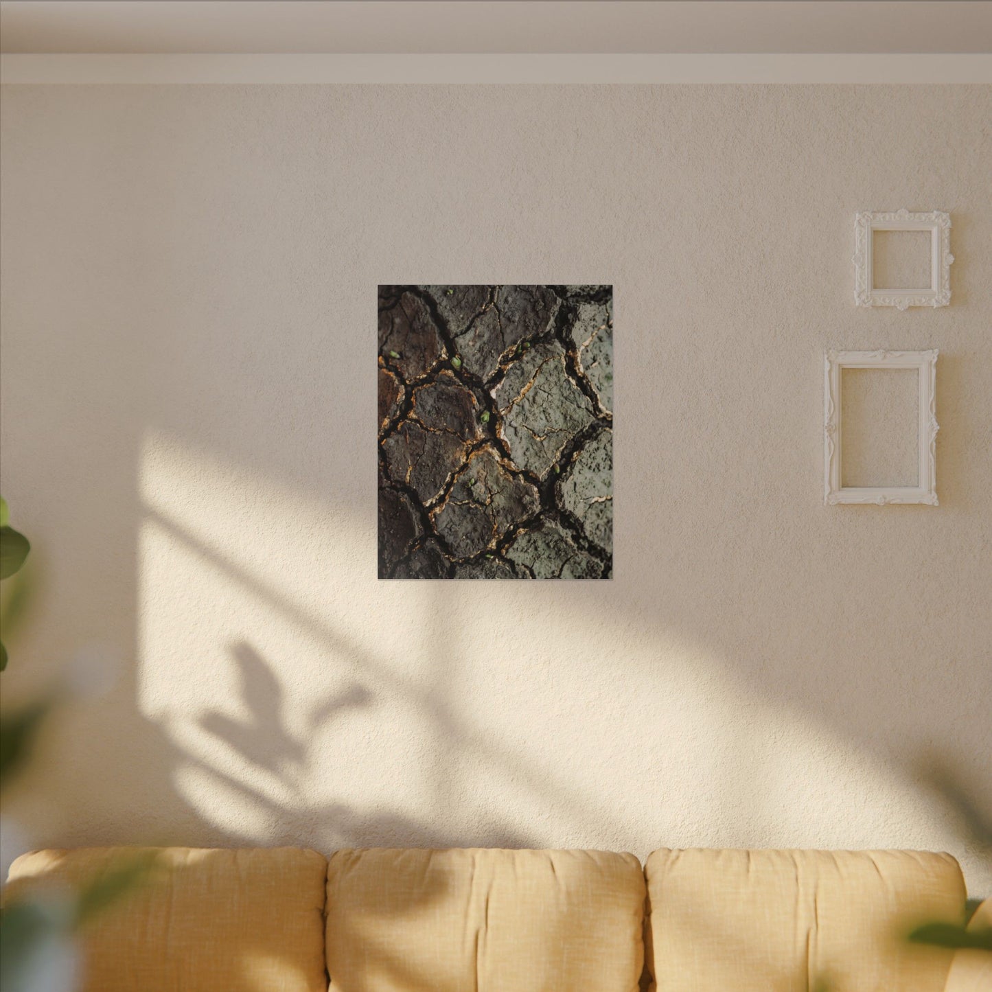 Earthy Cracked Earth Canvas Art - Japanese Pattern Japandi