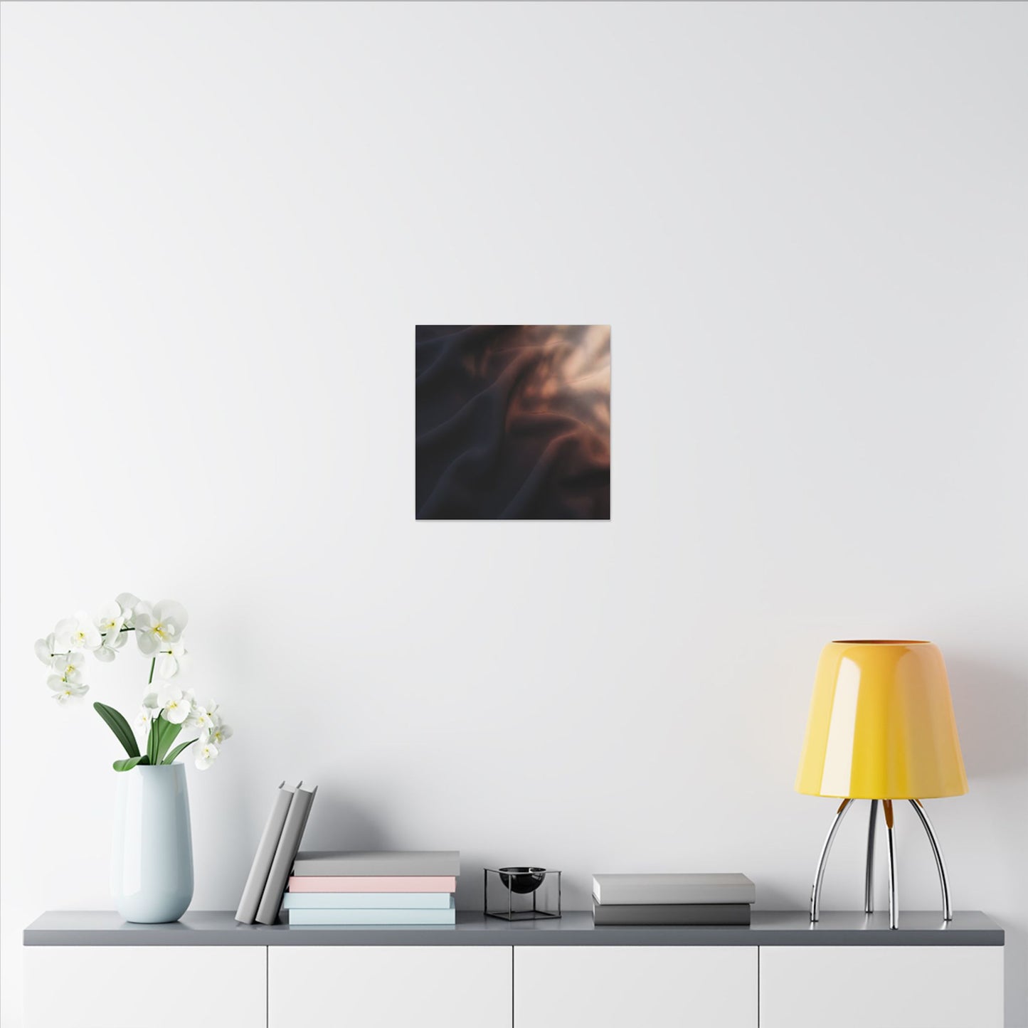Dark Japandi Silk Drape in Dawn | Shadow Zen Canvas Art