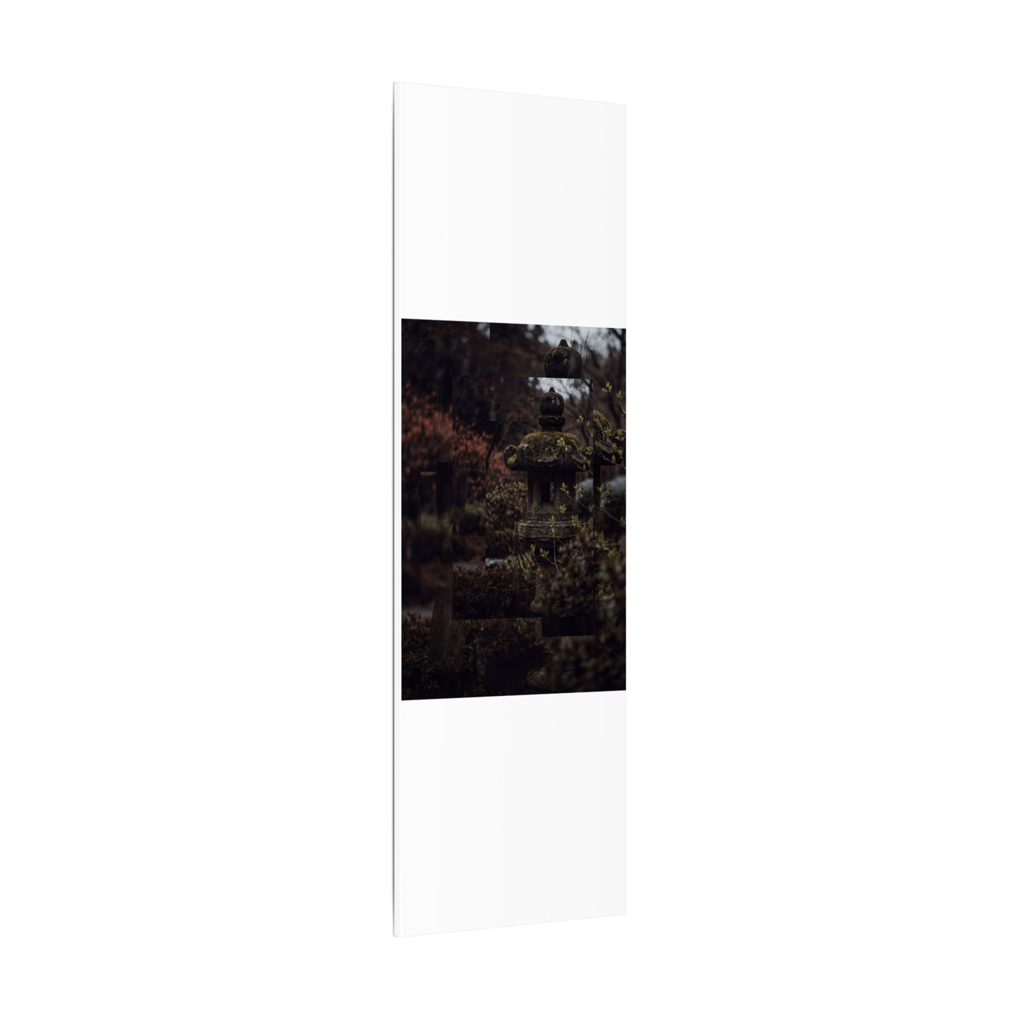 Stone Lantern Spring Canvas Art | Dark Japandi Bold Design