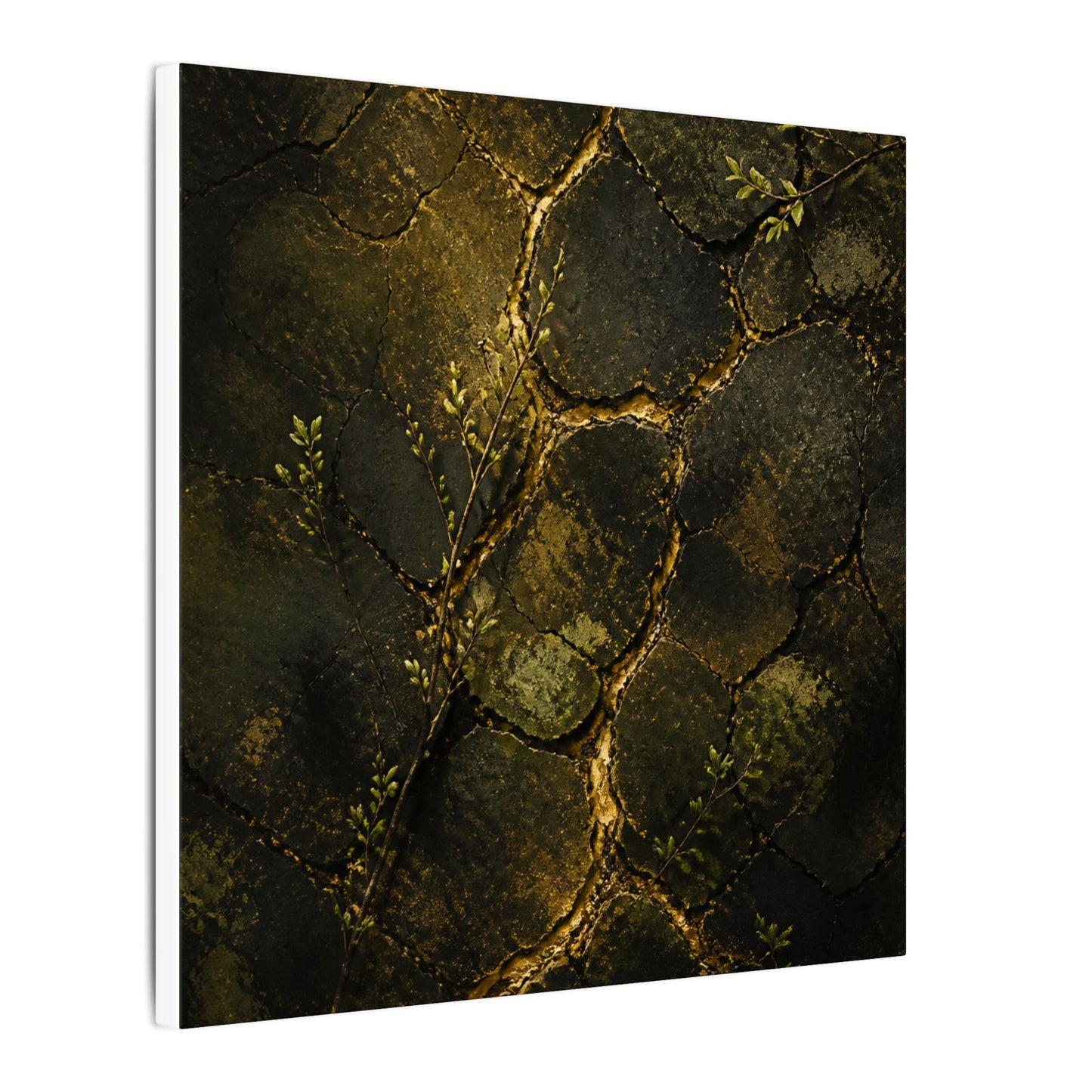 Shibui Cracked Earth Canvas Art - Dark Japandi Dark Texture