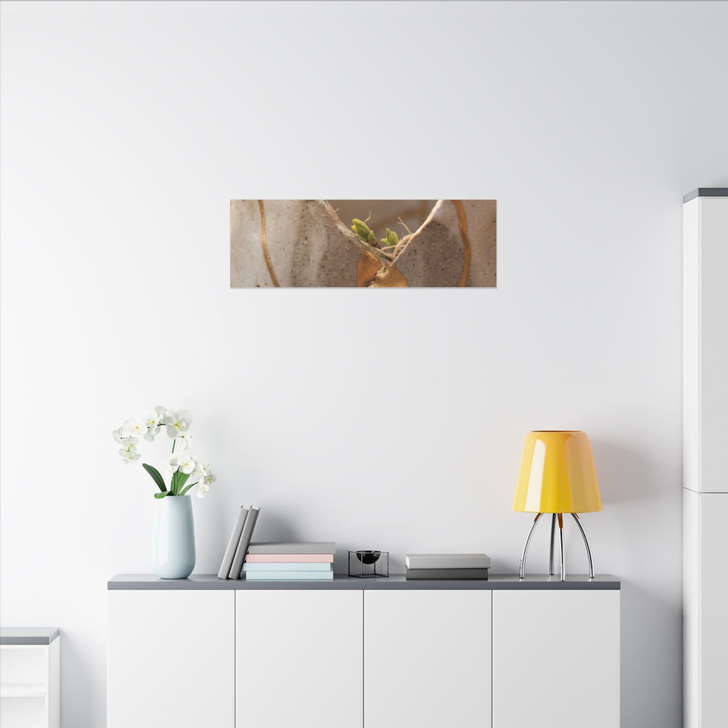 Golden Hour Broken Pottery Canvas Art - Japandi Kanso