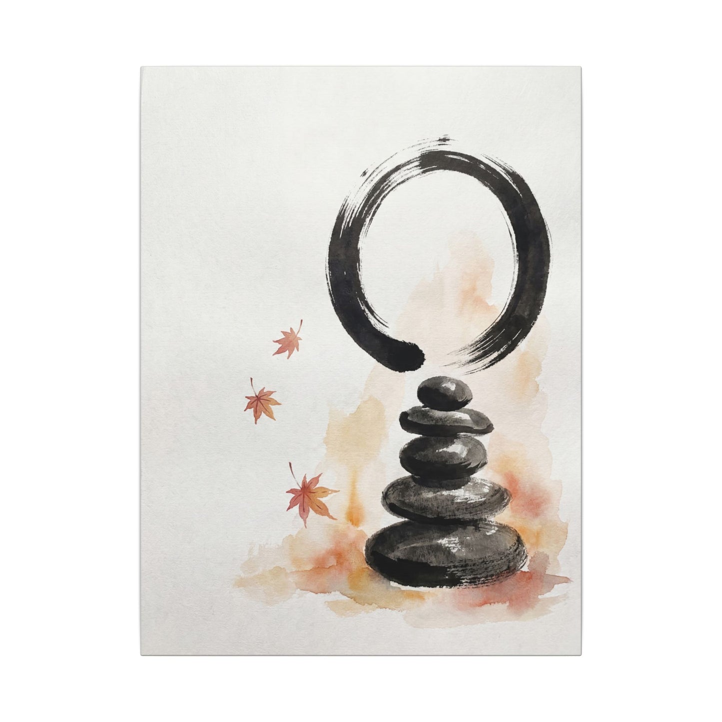 River Stones Canvas Art | Autumn Zen Enso Art