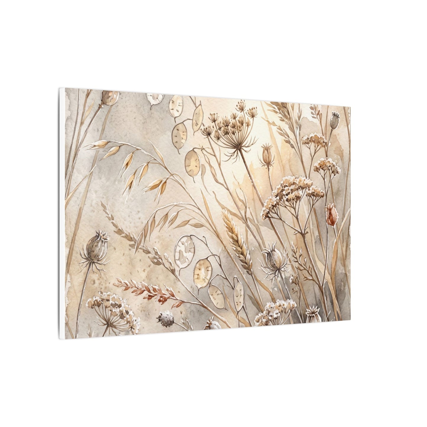 Winter Dried Flowers Watercolor Canvas Art | Warm Decor