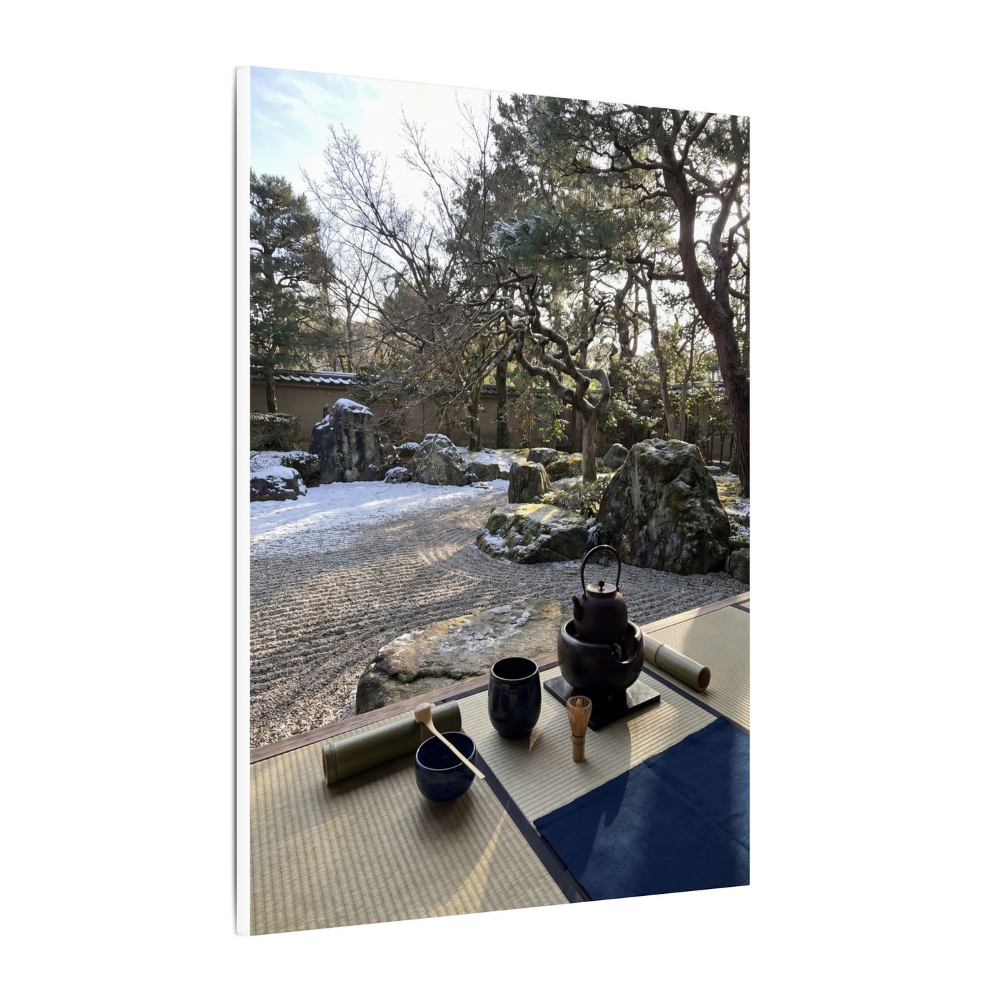 Winter Tea Ceremony Karesansui Canvas Art | Serene Decor