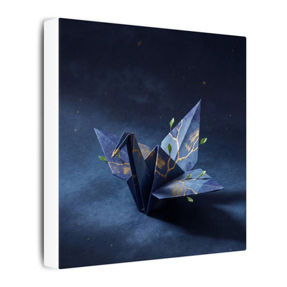 Kintsugi Paper Fold in Moonlight | Crackle Gold Canvas Art