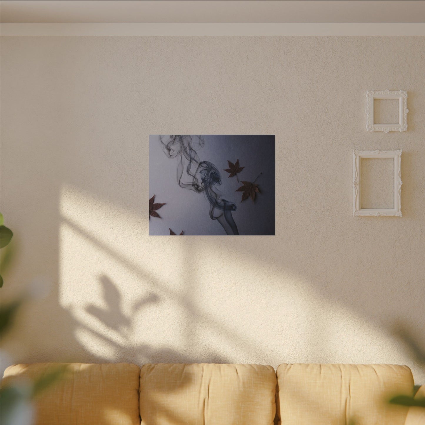 Dark Japandi Incense Smoke in Dawn | Moody Minimal Canvas Art