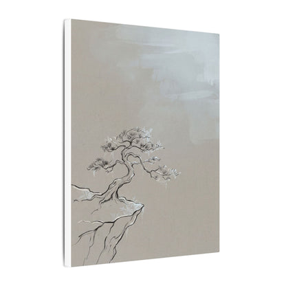 Pine Tree Minimal Line Canvas Art | Warm Japandi Art