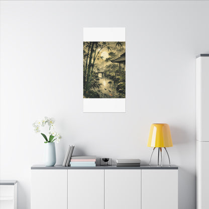 Moonlit Garden Sumi E Canvas Art | Calm Zen Art