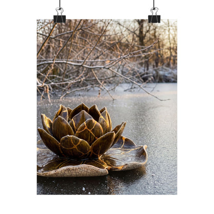 Lotus Flower Winter Wall Art Print | Kintsugi Beautiful Design Art Print