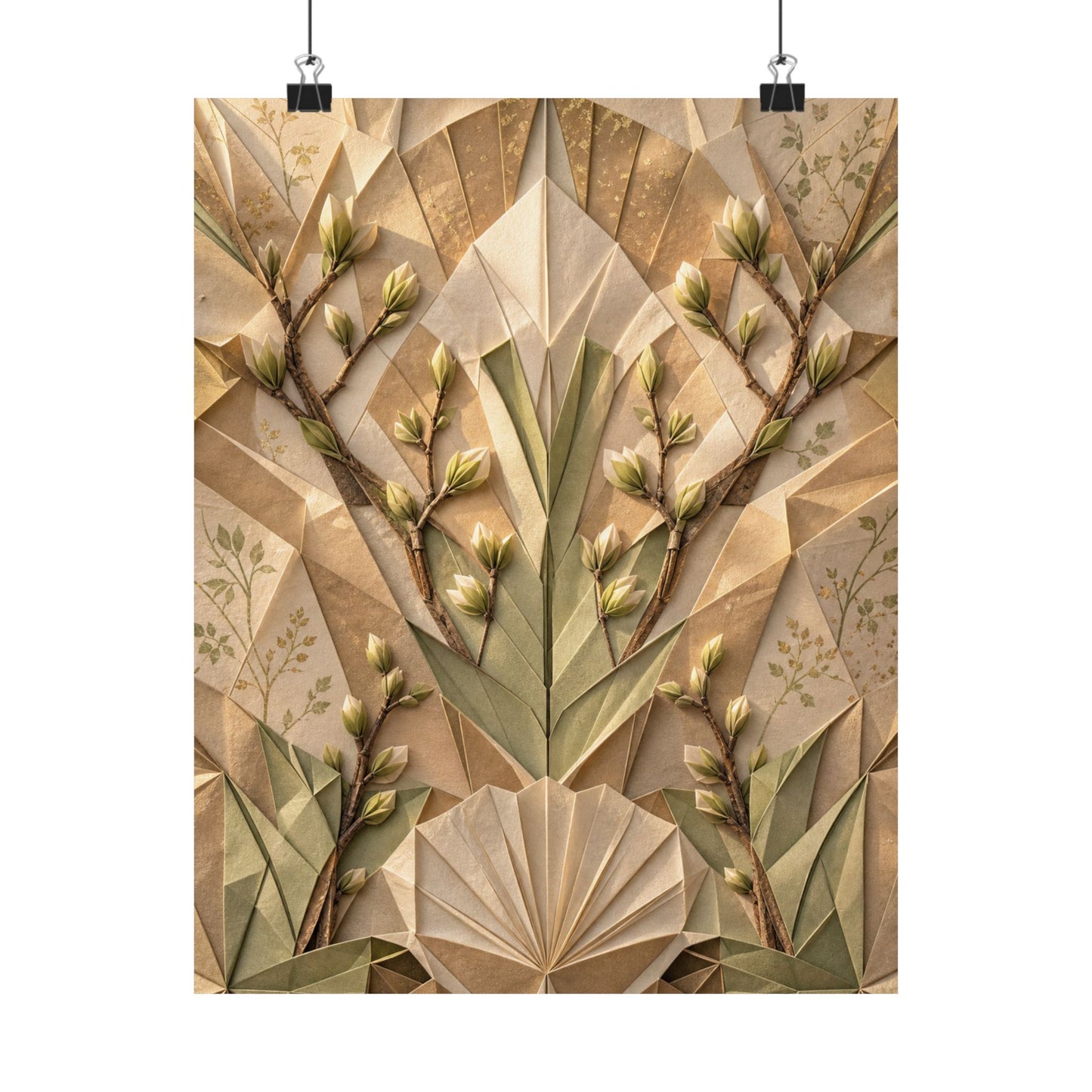 Paper Fold Japanese Pattern Wall Art Print | Warm Japandi Art