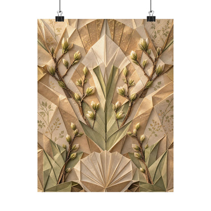 Paper Fold Japanese Pattern Wall Art Print | Warm Japandi Art