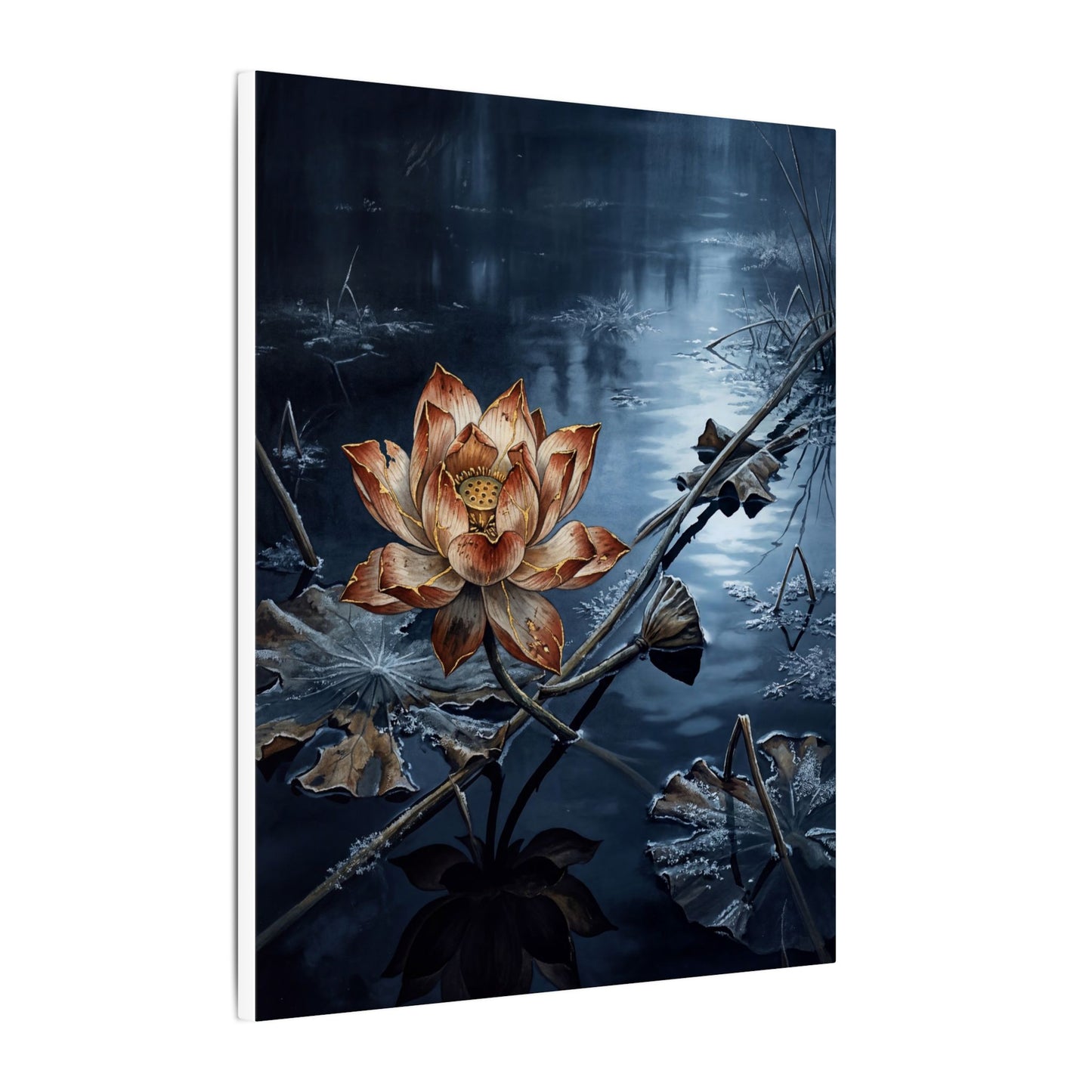 Winter Lotus Flower Broken Beauty Canvas Art | Healing Decor