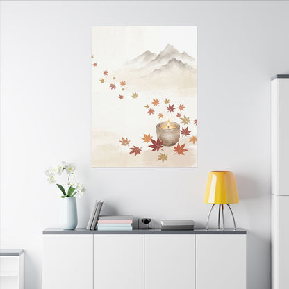 Earthy Mountain Mist Canvas Art - Japanese Pattern Japandi