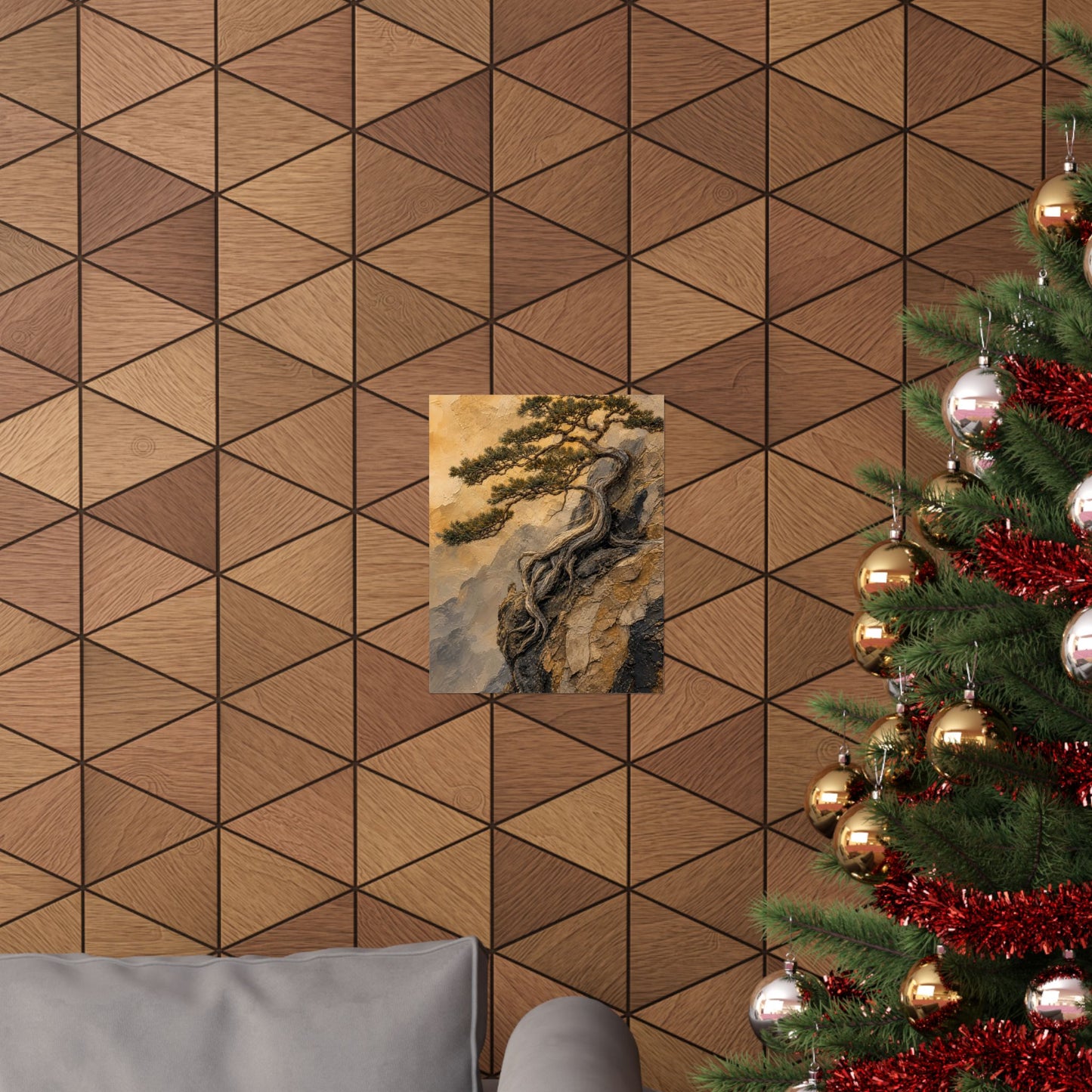 Elegant Pine Tree Wall Art Print - Texture Japandi