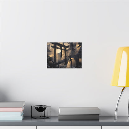 Winter Torii Gate Moody Minimal Canvas Art | Bold Decor
