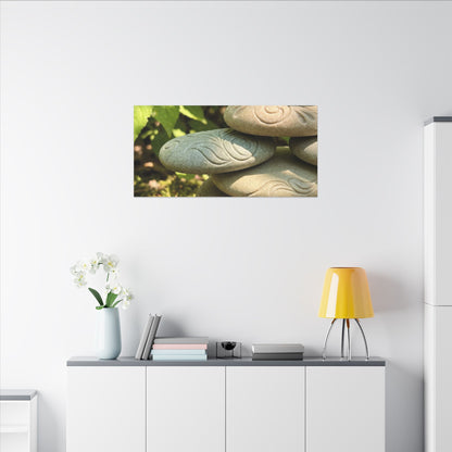 River Stones Summer Canvas Art | Japandi Earthy Design