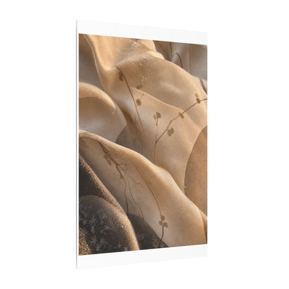 Japandi Silk Drape in Golden Hour | Japanese Pattern Canvas Art