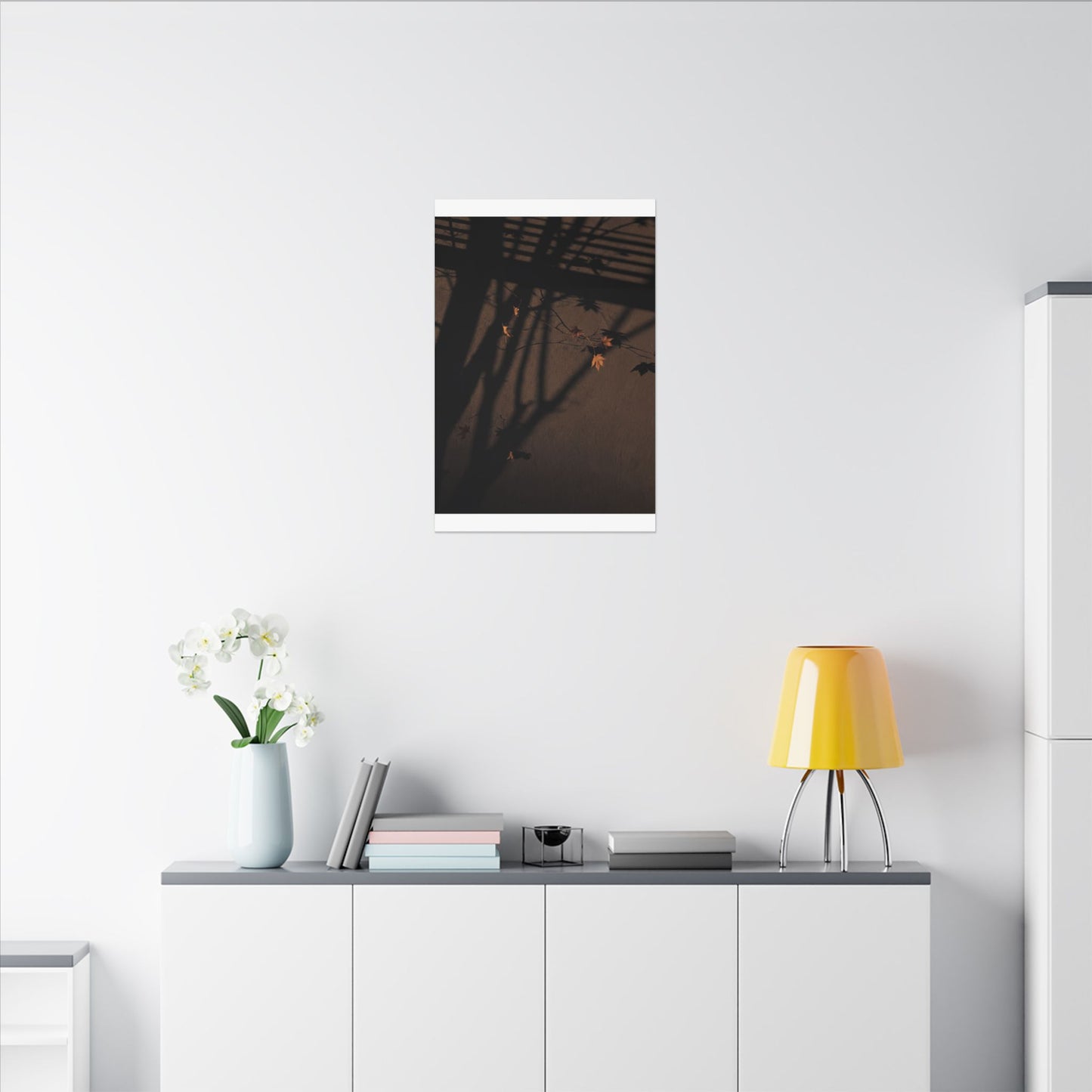 Shadow Play Autumn Canvas Art | Dark Japandi Luxurious Design