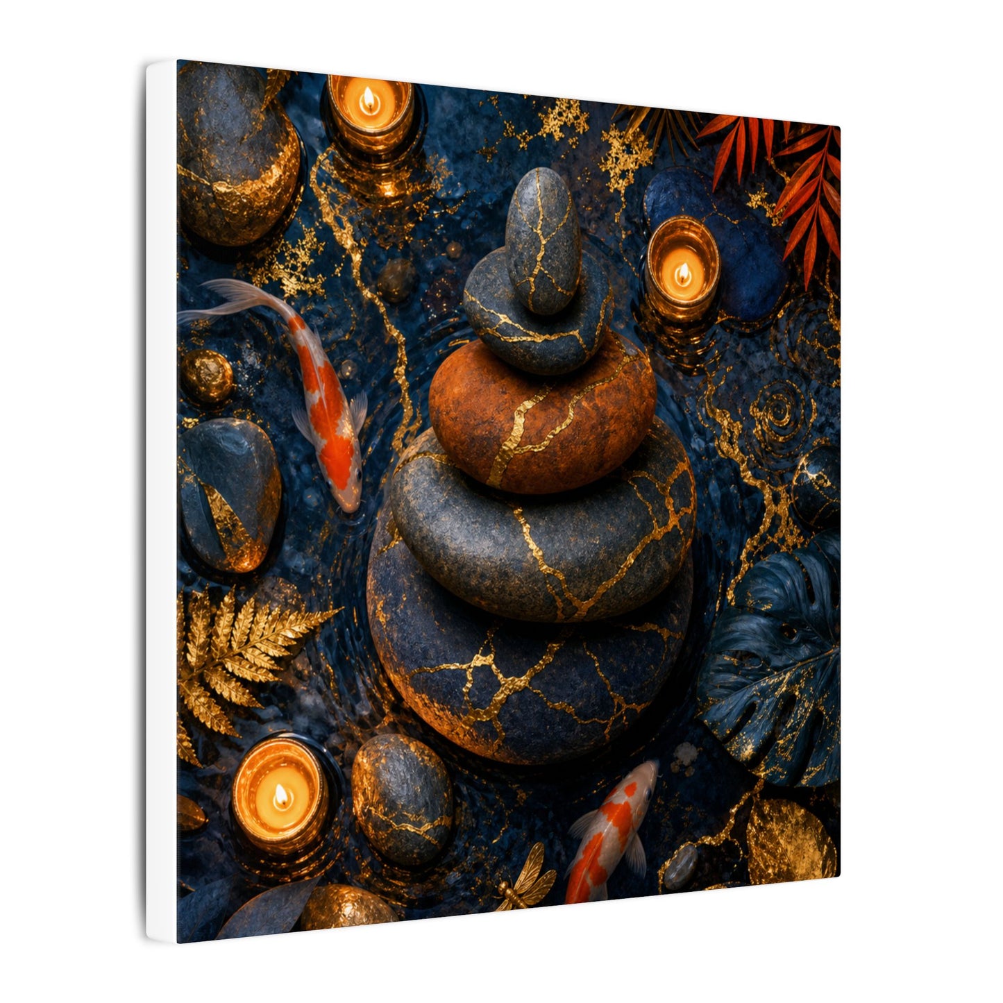 Summer River Stones Gold Vein Canvas Art | Resilient Decor