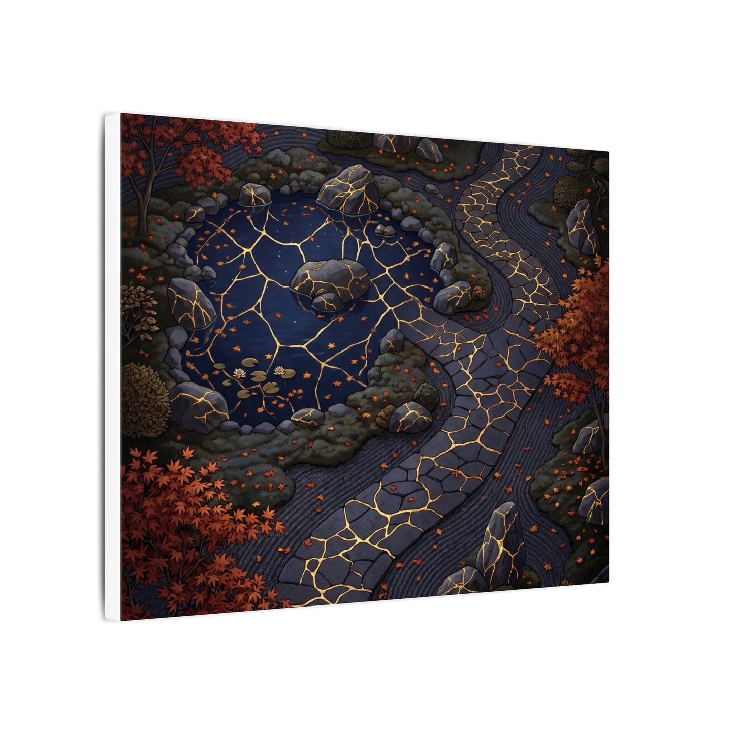 Moonlit Garden Gold Vein Canvas Art | Resilient Kintsugi Art
