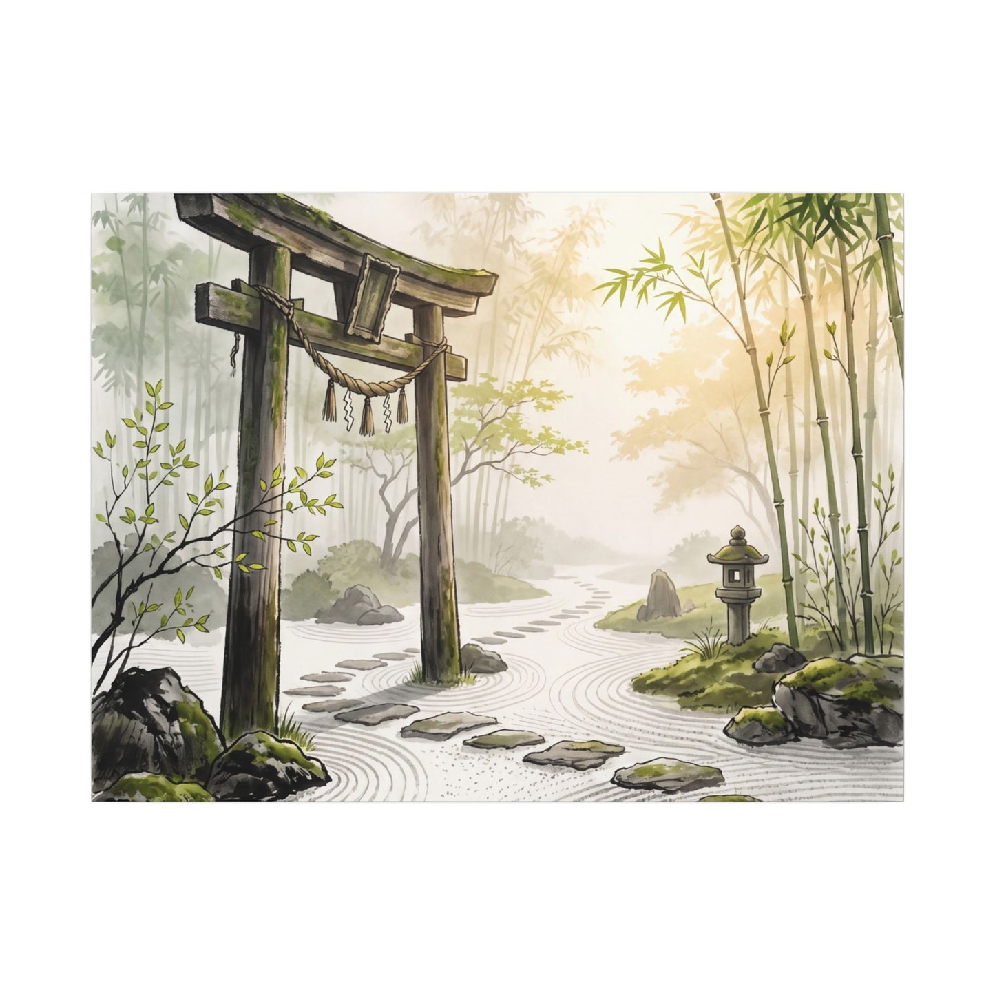 Peaceful Torii Gate Canvas Art - Karesansui Zen