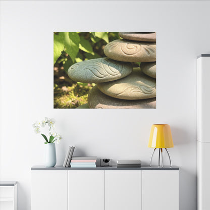 River Stones Summer Canvas Art | Japandi Earthy Design