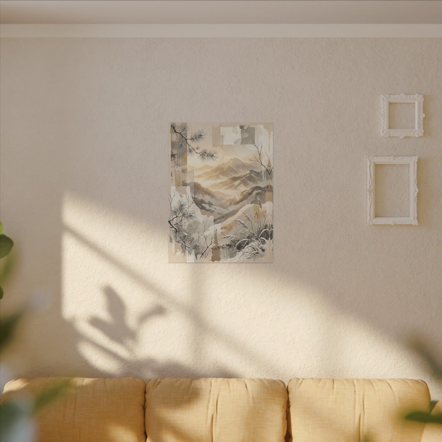 Shibui Mountain Mist Canvas Art - Japandi Japanese Pattern