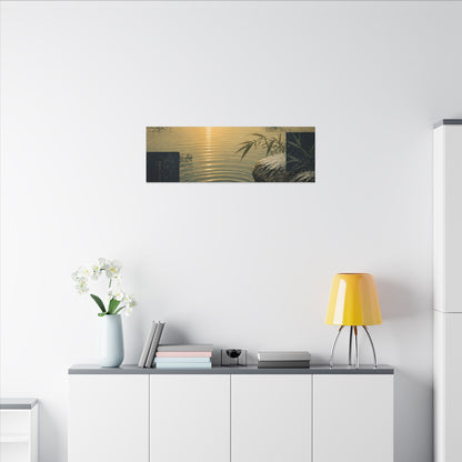 Zen Water Ripple in Golden Hour | Ukiyo E Inspired Canvas Art